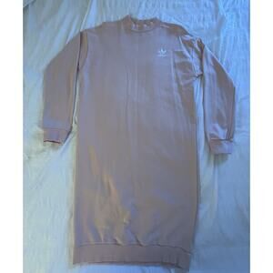 Adidas Sweatshirt Dress Long Sleeve Baby Pink Blush Mock Neck Women's Large